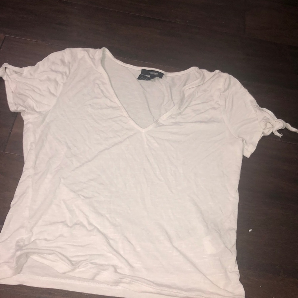 V-neck white top